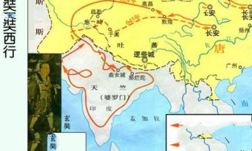 玄奘西行路线图